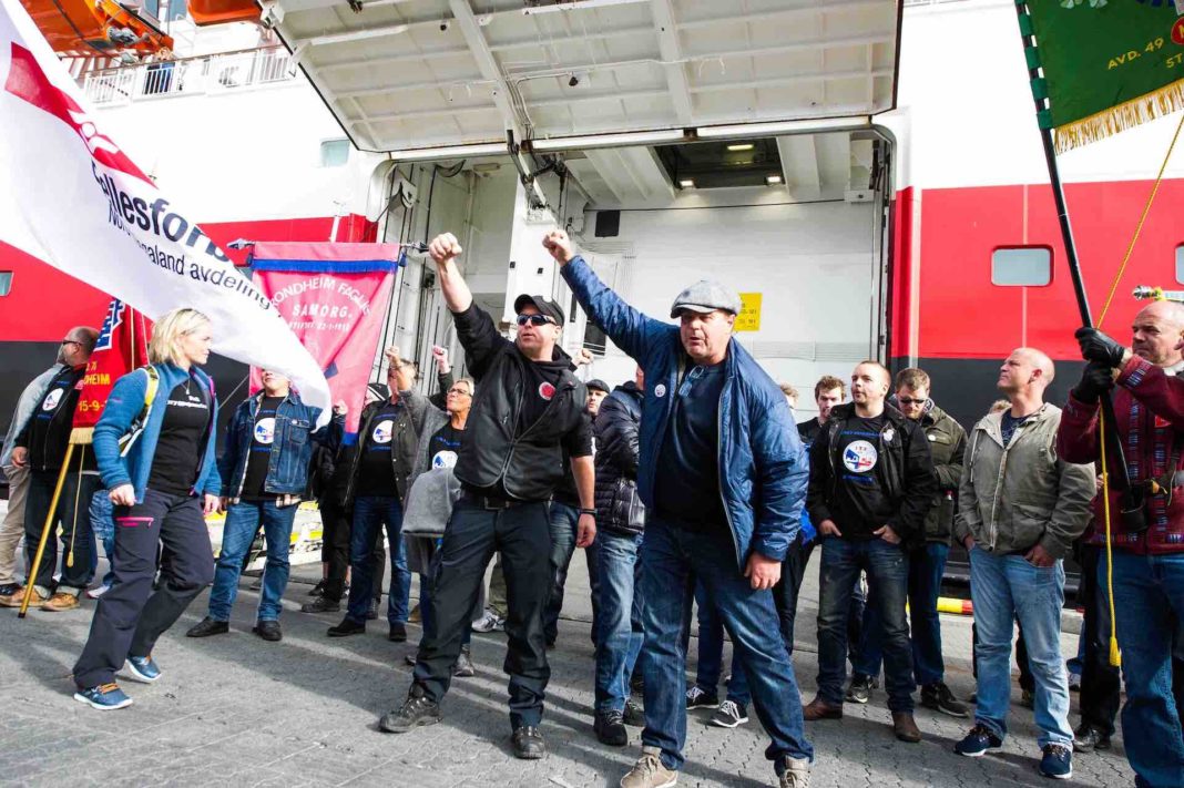 havnearbeidere i streik i Risavika
